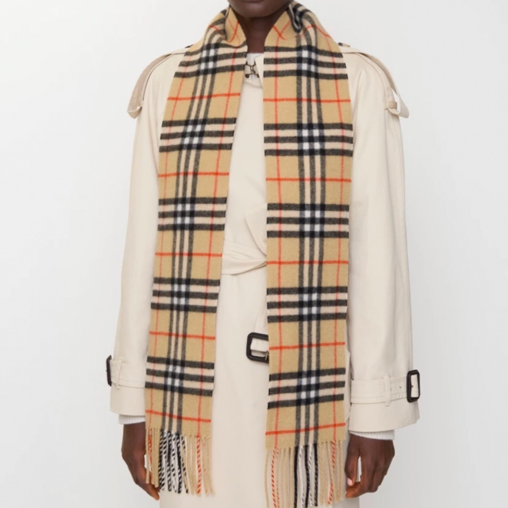 Burberry Narrow Check Cashmere Scarf